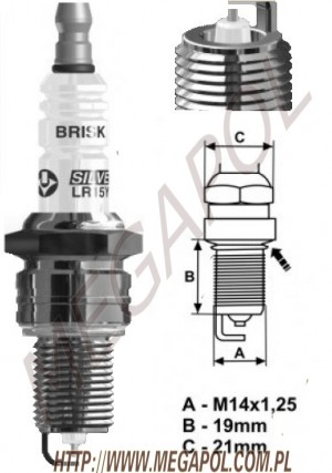ŚWIECE ZAPŁONOWE - BRISK Silver - Swieca LR15YS-9 Brisk Silver lpg/cng