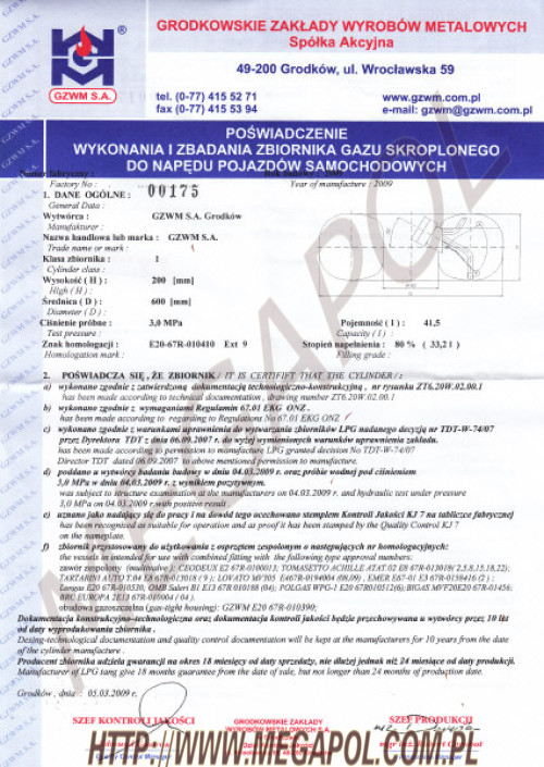 ZBIORNIKI TOROIDALNE - Toroidalne o średnicy 630mm -  - 630/H180/42L/ZTW Toroidalny Grodków (TDT do 2030r)(E20)67R01